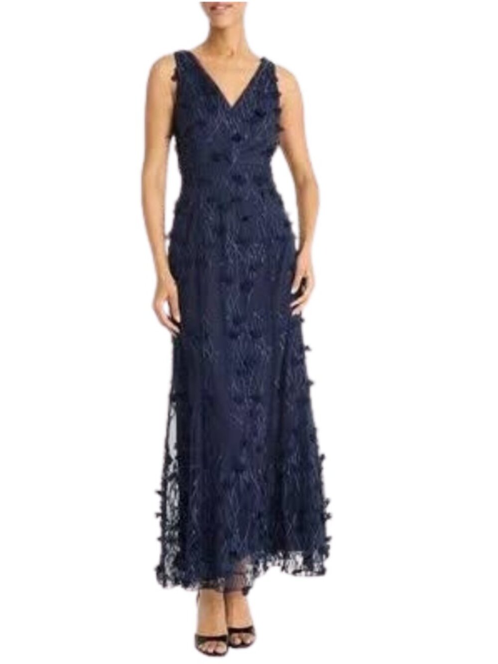 Maggy London 3D Emroidered Sleeveless Gown in Navy Size 14